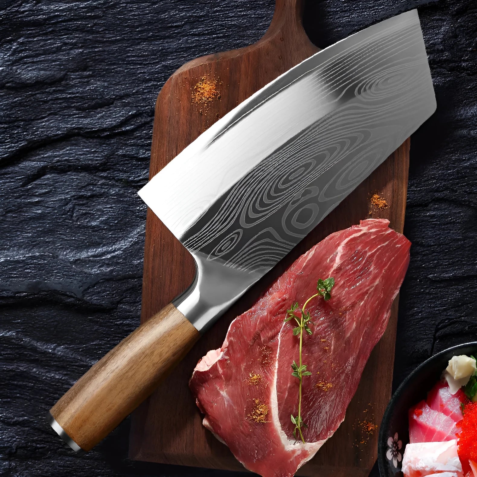 40Cr13 stainless steel kitchen knife with 320mm blade length shown in product colour