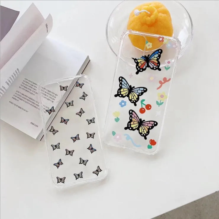 Color Butterfly TPU phone case back cover with solid butterfly pattern for iPhone