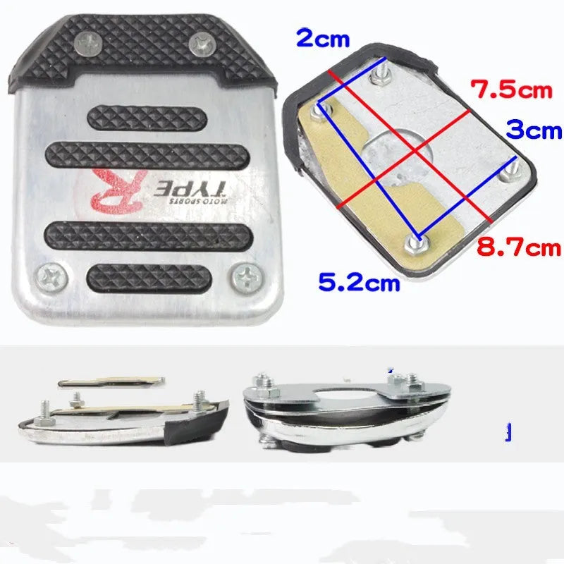 Metal motorcycle brake pedal skid plate replacement part for universal fit