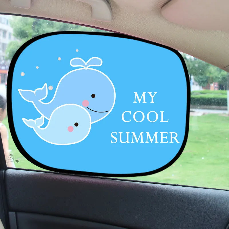 Electrostatic adsorption car side window sunshade in animal designs like giraffe and lion pairs