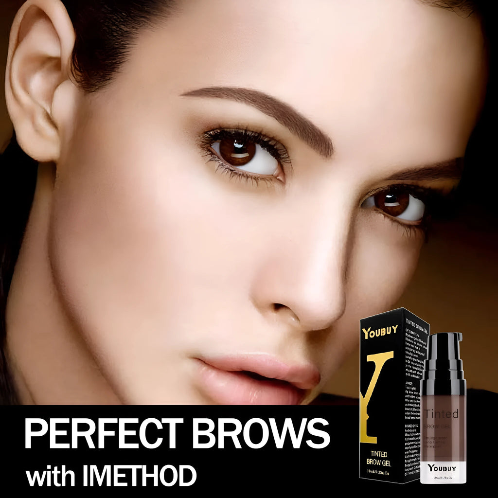 Waterproof eyebrow cream in dark gray and golden yellow shades with quick-drying formula