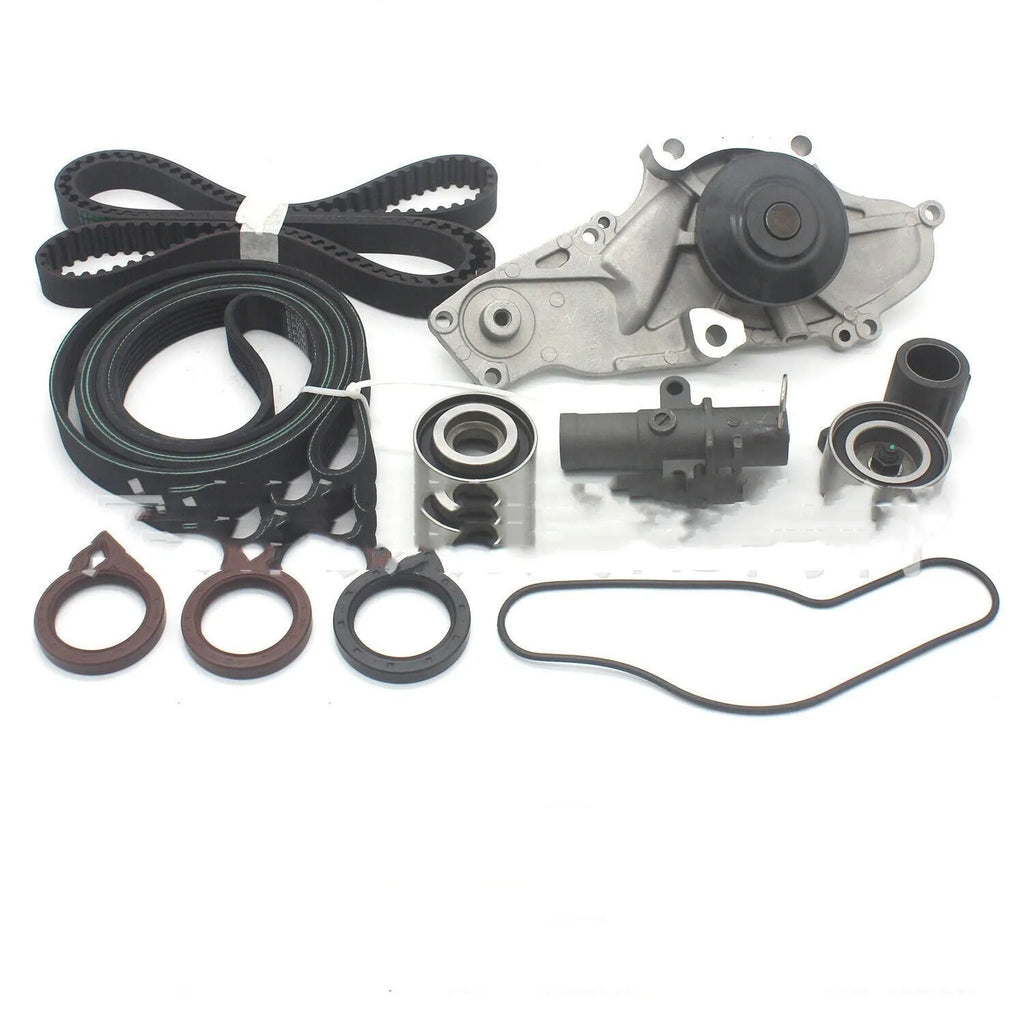 Metal belt and water pump assembly for automotive cooling systems measuring 28x18x16 cm