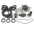 Metal belt and water pump assembly for automotive cooling systems measuring 28x18x16 cm