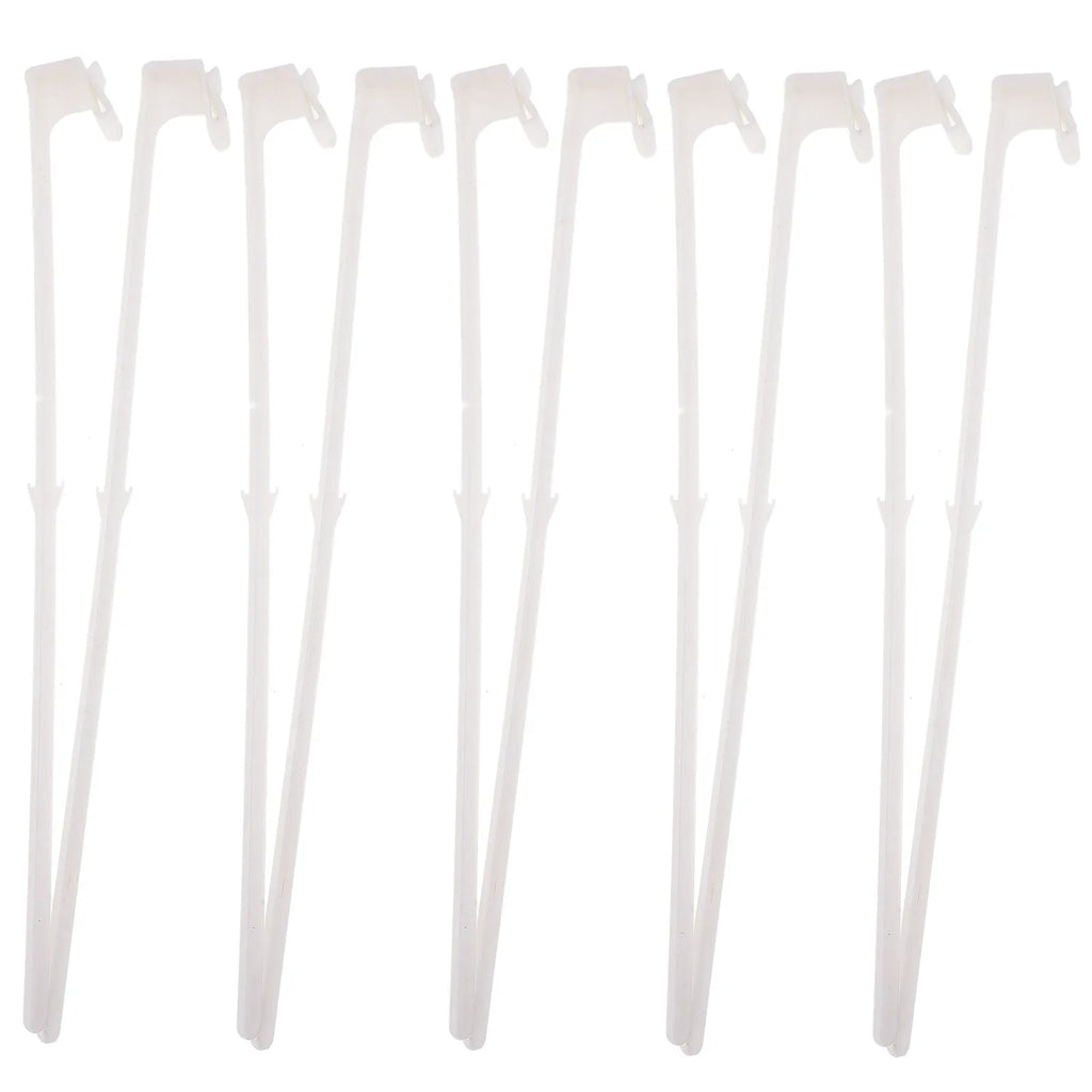 White PP plastic car window flag bracket set showing clip design for vehicle mounting