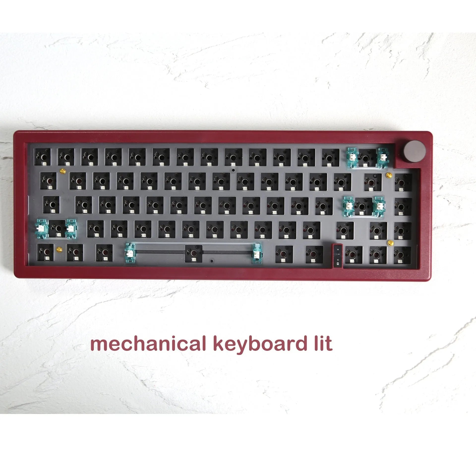 DIY mechanical keyboard kit with RGB backlighting and hot-swappable switches in multiple colour options