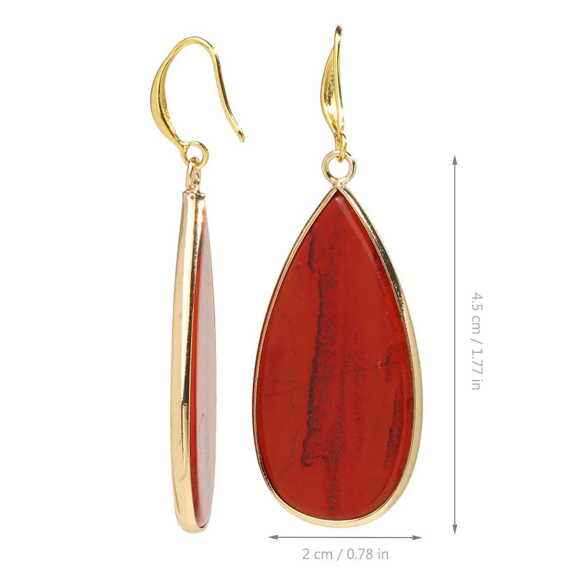 Vintage tigereye stone drop earrings with long water droplet design in five natural stone colour options