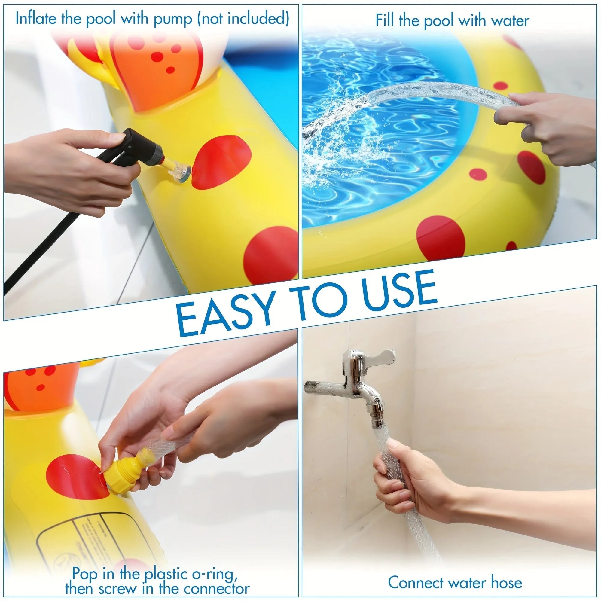 Blue dinosaur inflatable water spray pool for kids with shark design