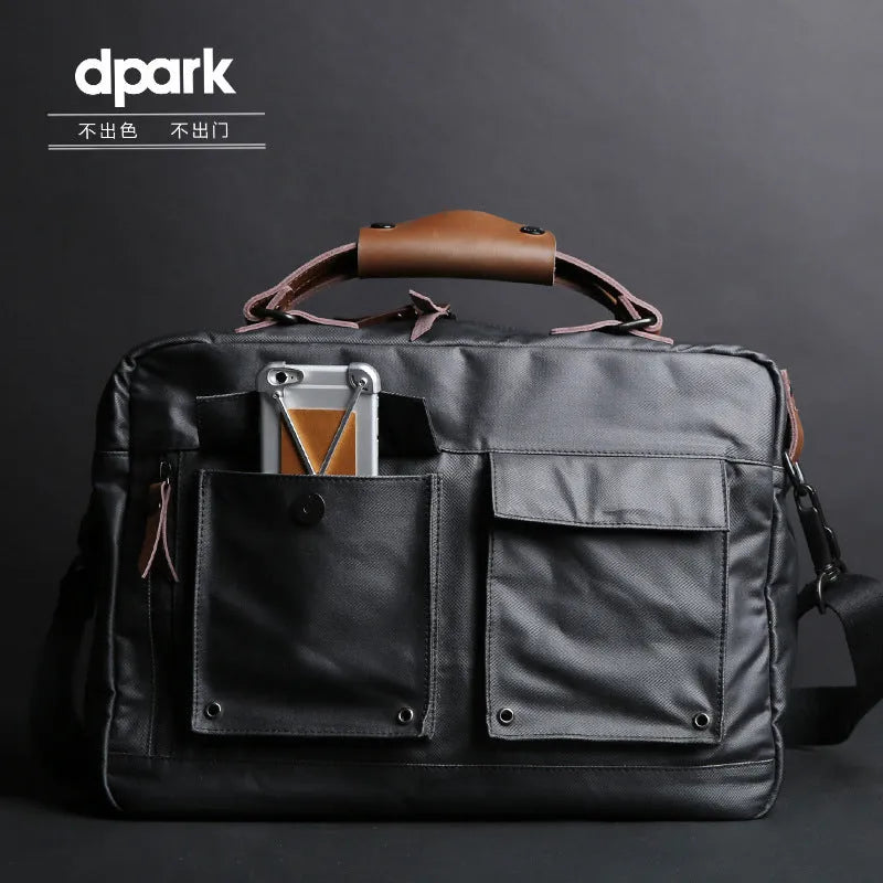 DPark single shoulder sling laptop bag in black, brown, and khaki colours for 14-15 inch laptops