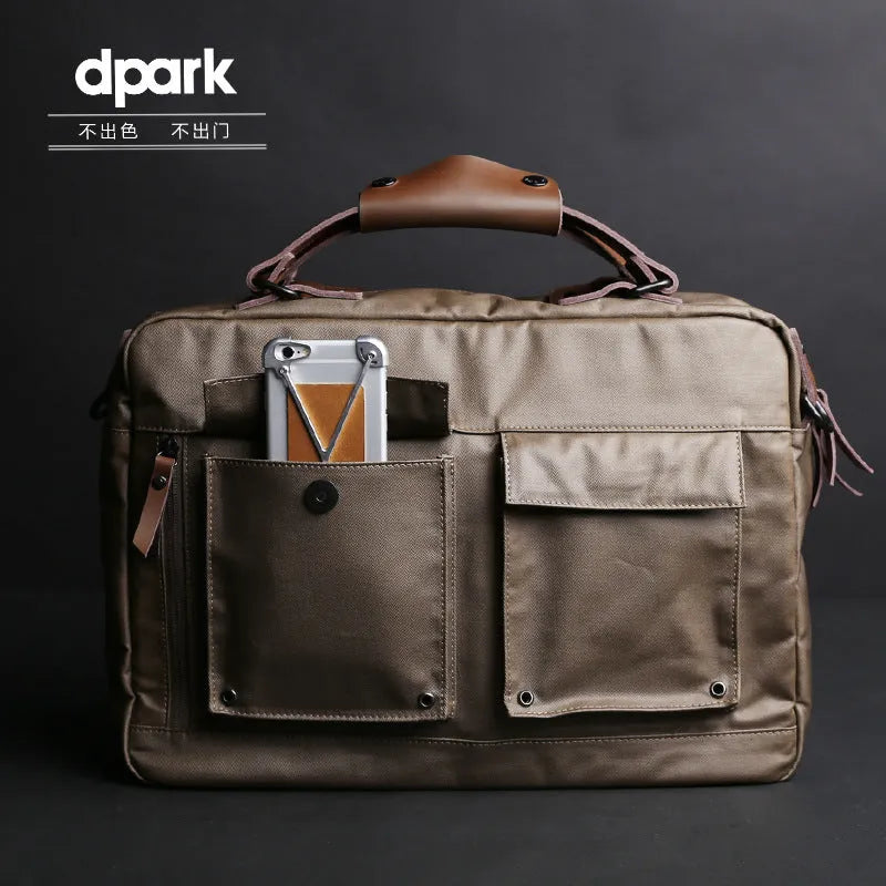 DPark single shoulder sling laptop bag in black, brown, and khaki colours for 14-15 inch laptops