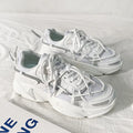 Men's Korean style platform dad shoes in three colours with lace-up front and mesh lining