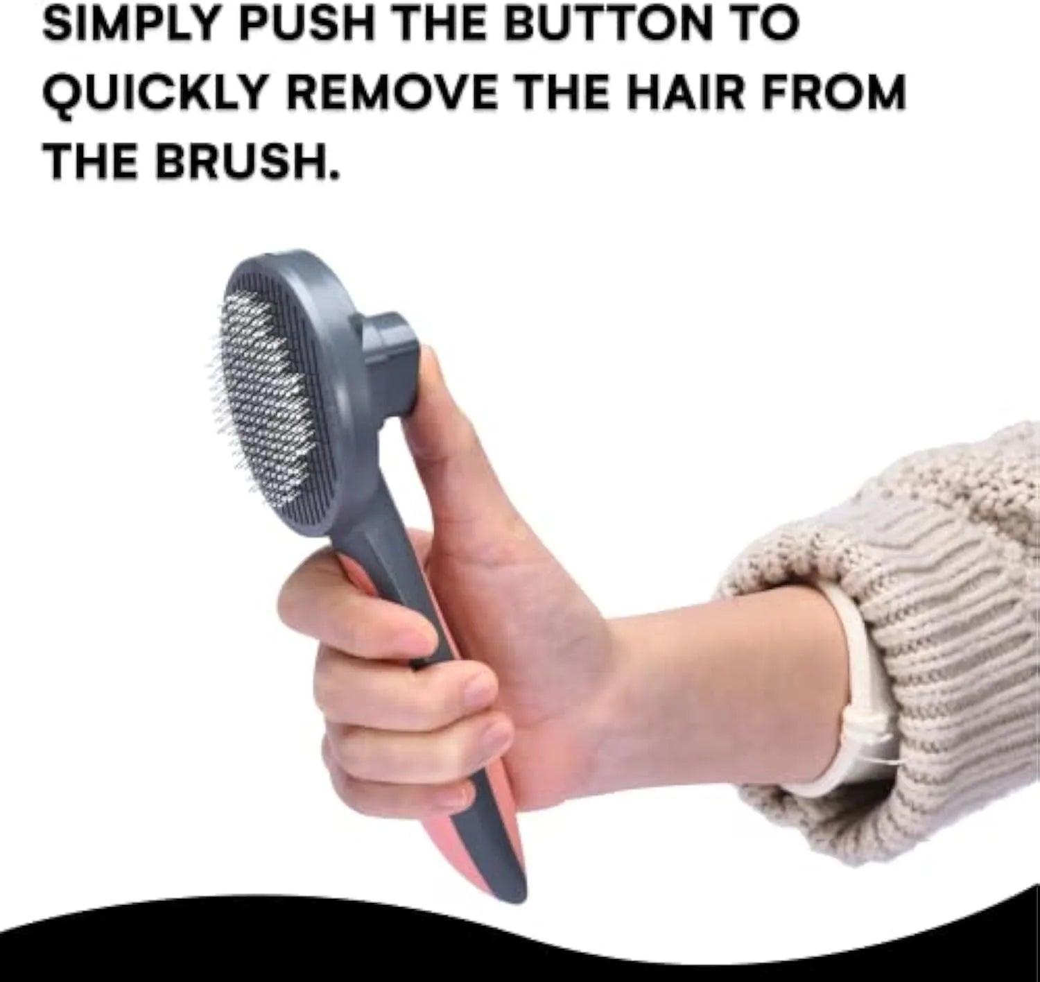 Self-cleaning slicker brush for cats and dogs with grey, green, and pink handle options