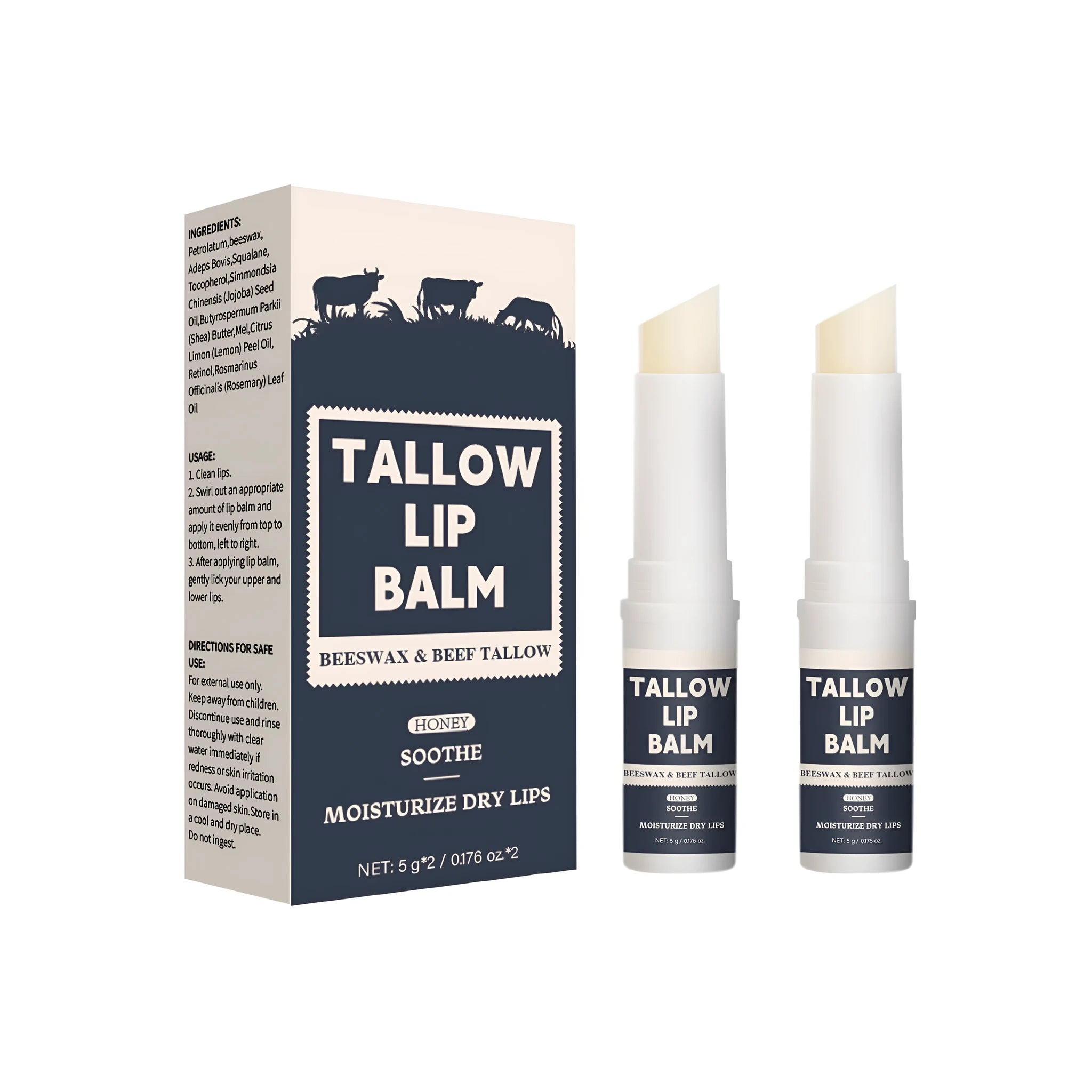 Two-piece Light Grain Soft Full Lips Beef Fat Lip Balm set