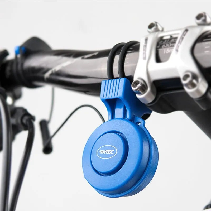 TWOOC T-002 bicycle horn with wired switch, rubber strap mount, USB cable, black, 110-120db 3-mode