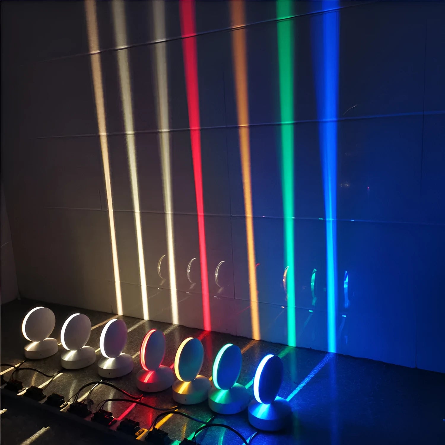Modern aluminium corridor wall spotlight bar with glass lens and colour-changing LED light options.