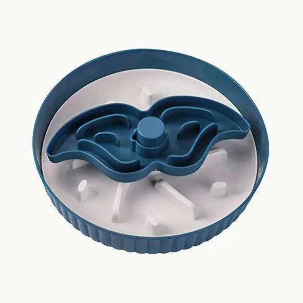 Pet food basin with rotating game board and silicone pad in multiple colour options
