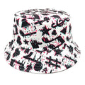 Musical note patterned polyester bucket hat with dome crown in size M fitting 56-58cm