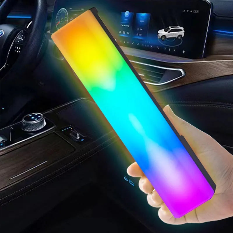 3D RGB voice-activated tabletop ambiance lamp in black or white shell with USB cable