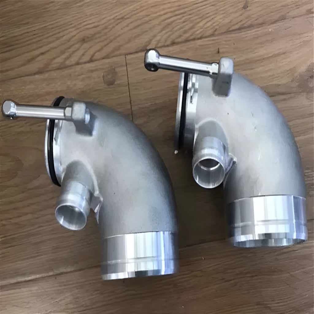 Aluminium alloy 90-degree turbo pipe elbow for lateral engine positioning