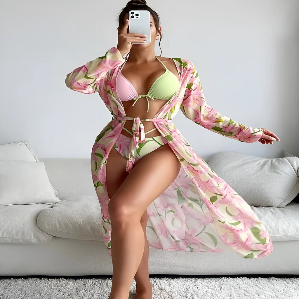 Women's printed quick-dry swimsuit bikini shown in style of picture one.