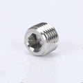 Stainless steel hexagon plug for 3/8 inch pipe bulkhead with hexagonal head.