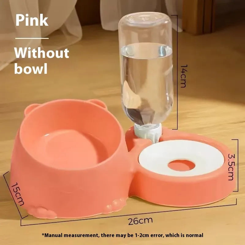 Plastic double bowl pet feeding basin for cats in multiple colour options.