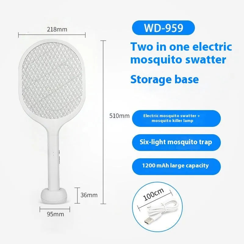 Purple and blue rechargeable electric mosquito swatter for indoor insect control