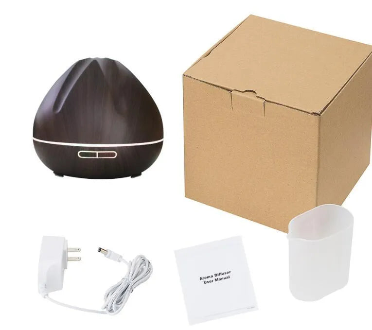 500ml air humidifier aromatherapy machine in light wood finish