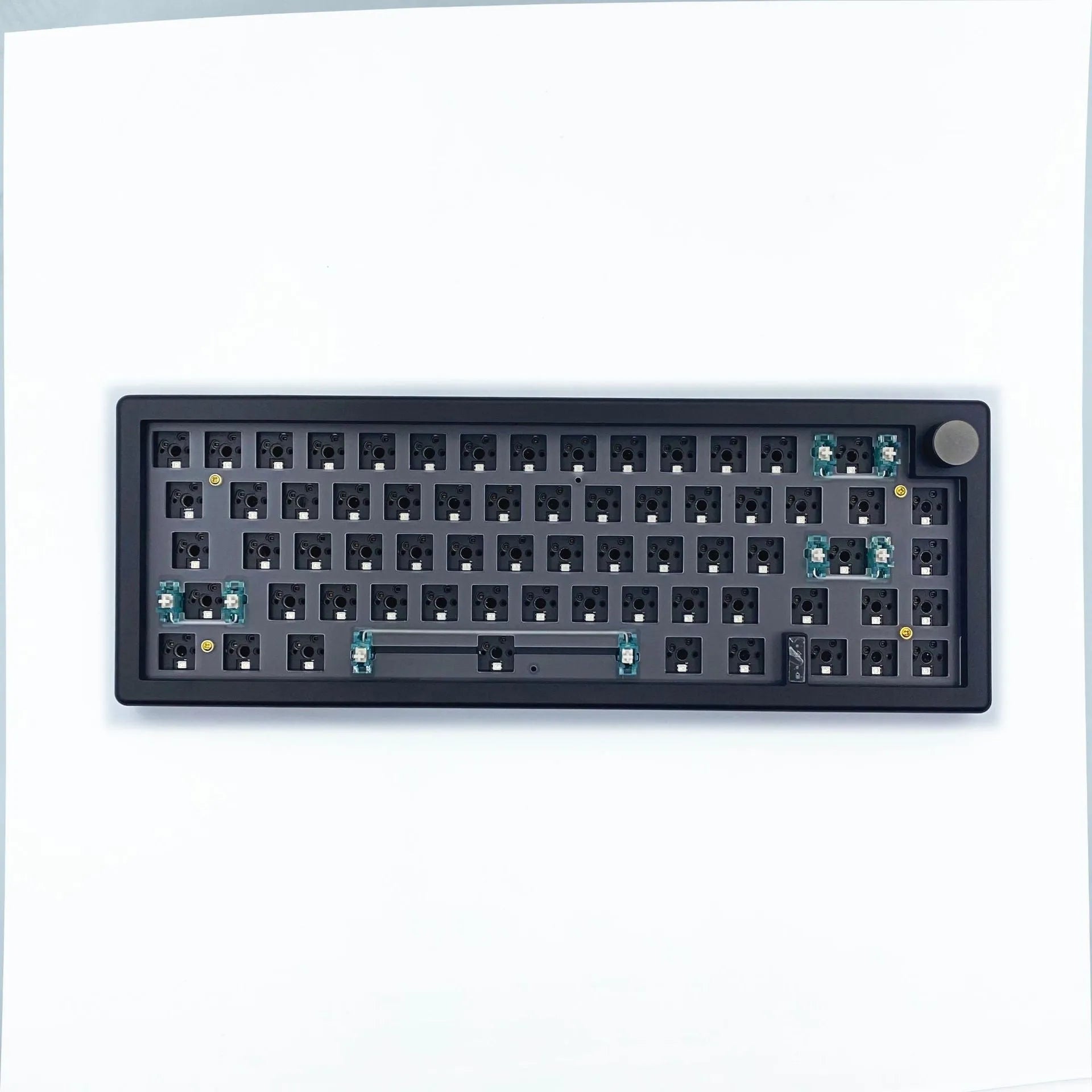 DIY mechanical keyboard kit with RGB backlighting and hot-swappable switches in multiple colour options