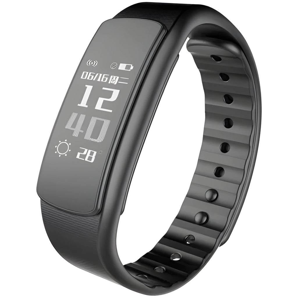 I6 smart sports bracelet with 0.96-inch screen showing fitness tracking interface on wrist