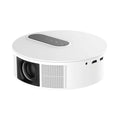White HD 720p home cinema projector with remote control on a table