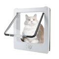 White plastic thin cat door for window with lock modes and weatherproof flap