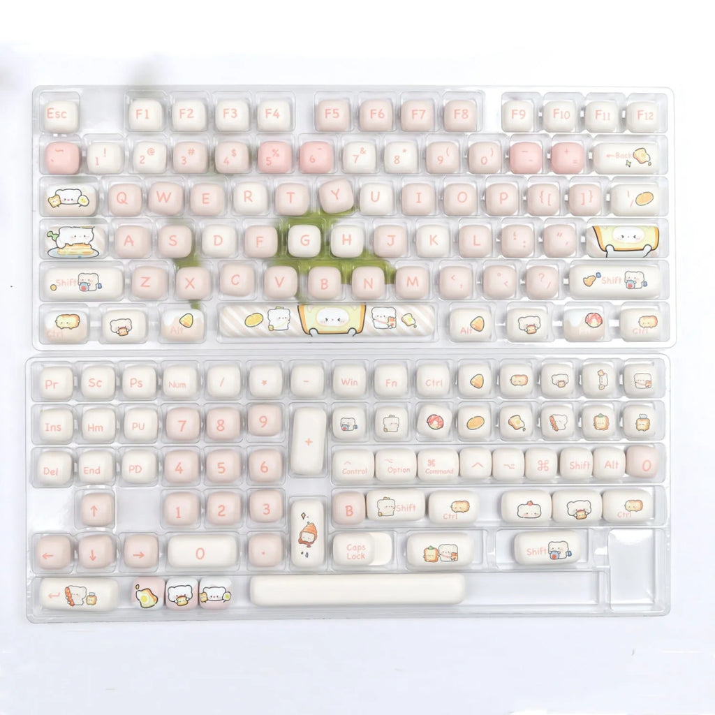 MOG Steamed Bread Bread Bear PBT keycap set for mechanical keyboards, showing colourful sublimated design.