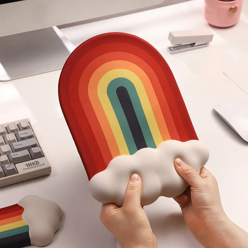 Silica gel wrist support mouse pad and keyboard support set with cloud pattern design