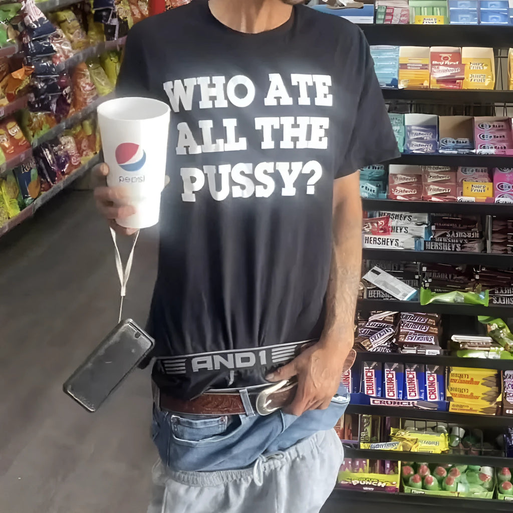 Men's black loose fit retro short-sleeved cotton T-shirt on hanger
