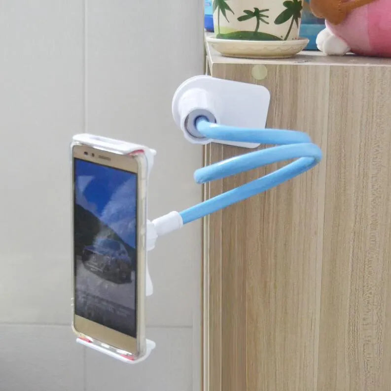 Black oversize flat panel handset holder with long adjustable arm made of aluminum alloy and plastic