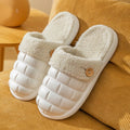 Detachable EVA slippers with plush lining in multiple colours showing round toe and flat heel design