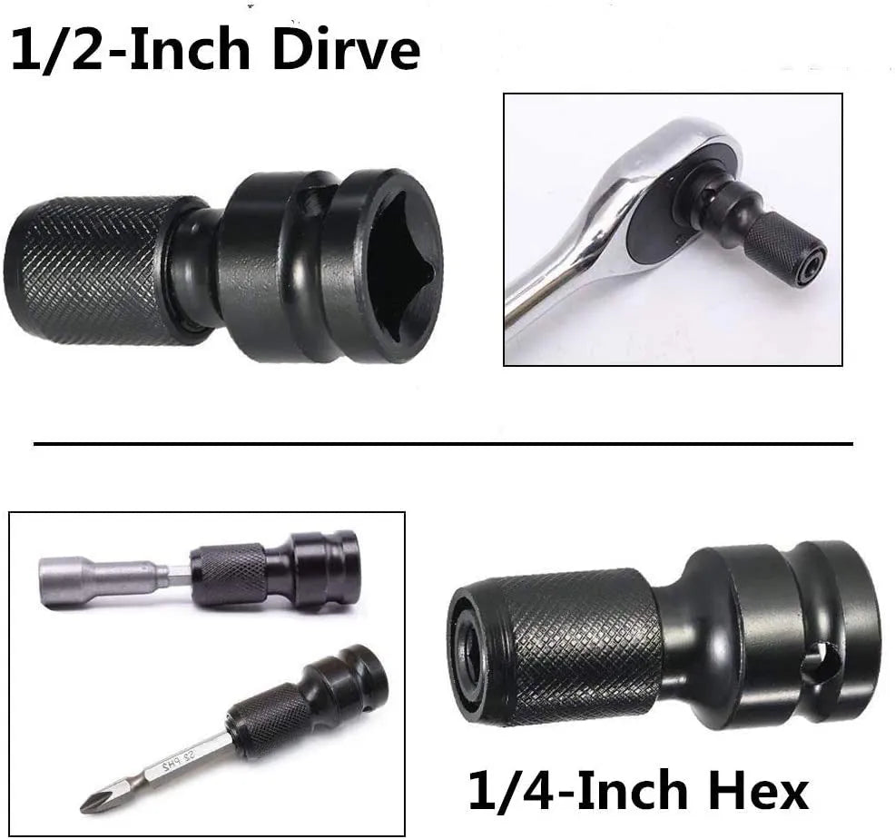 No. 45 steel telescopic scaling bit holder for square drive to hexagonal fastener conversion.