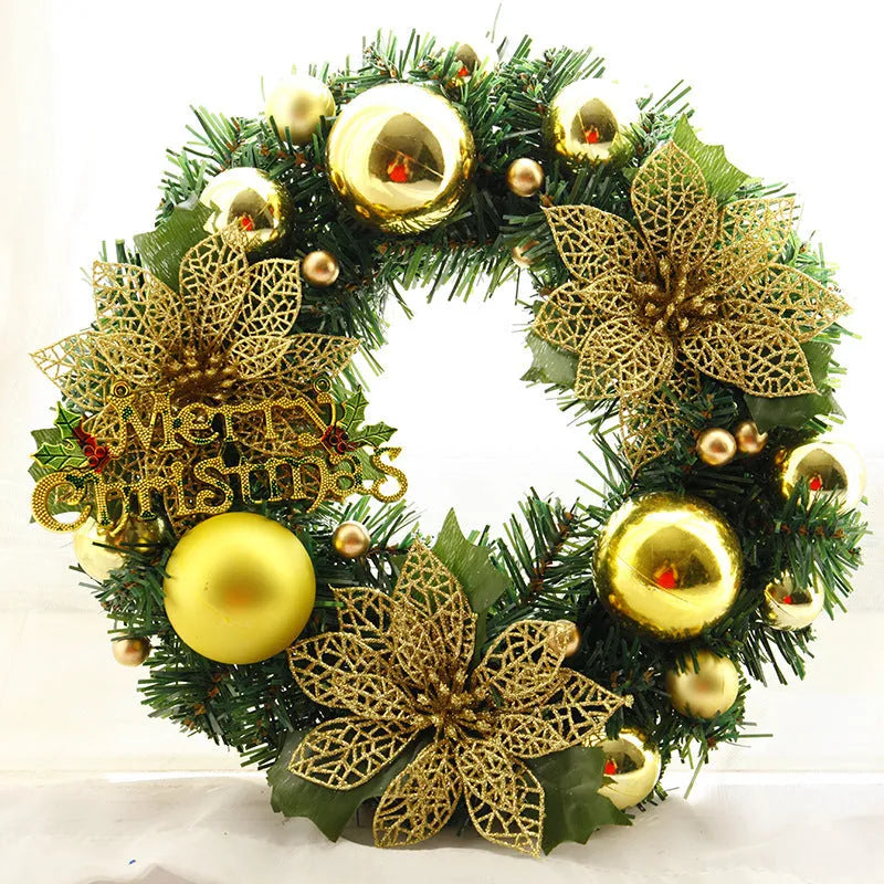 30cm diameter multicolor plastic Christmas wreath decoration for door or wall display