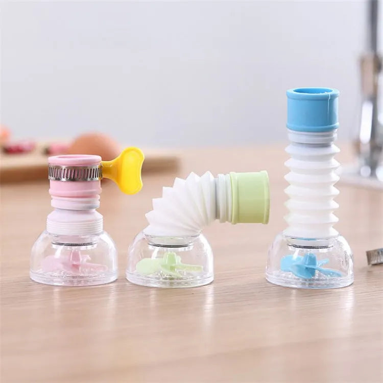 Universal rotating water filter for kitchen faucet with blue colour and 360 degree spray head
