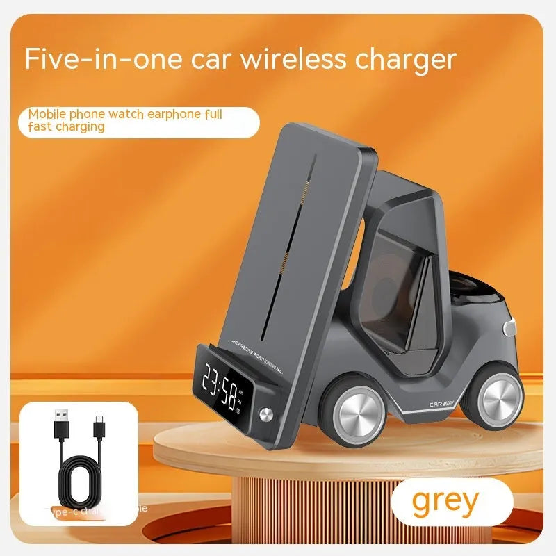 15W three-in-one wireless fast charging bracket in grey, white, yellow or orange colours