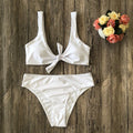 Solid colour women's bikini swimsuit in polyester fabric with sleeveless design
