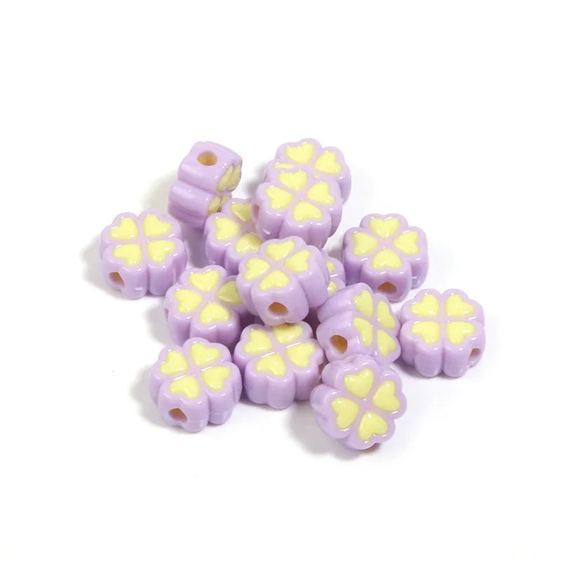 15mm frosted acrylic clover beads in mixed colours for jewellery making