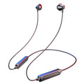 Black neck-mounted wireless sports earphones with Bluetooth 5.0 for hands-free calls and music