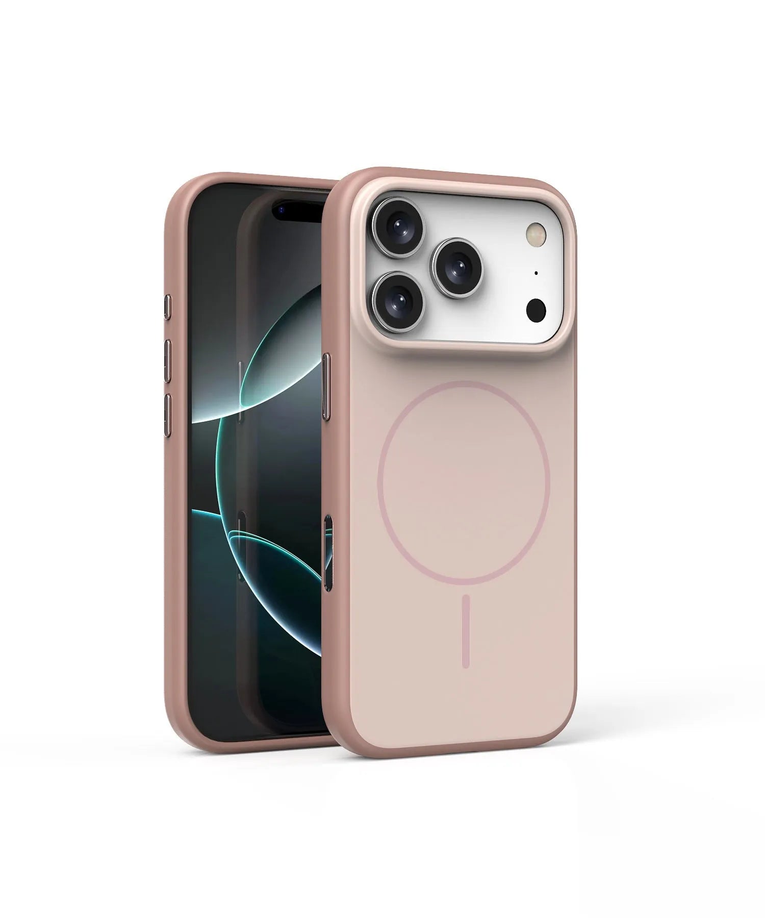 Blue frosted magnetic iPhone case with a prominent AI camera button on the side.