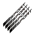 Black hollow design sports car rim sticker measuring 10cm by 0.7cm