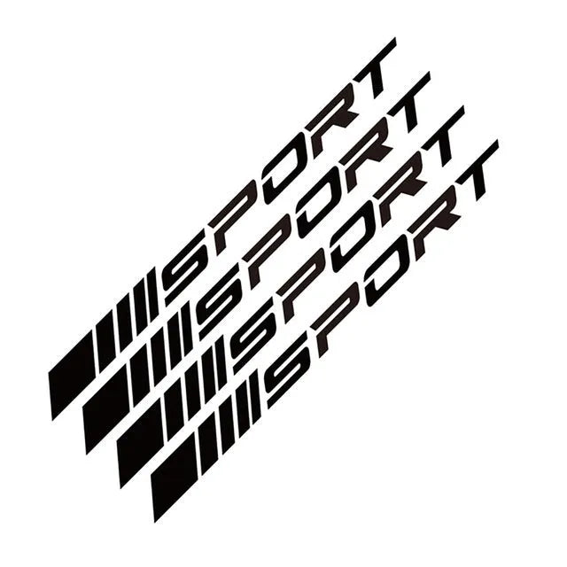 Black hollow design sports car rim sticker measuring 10cm by 0.7cm