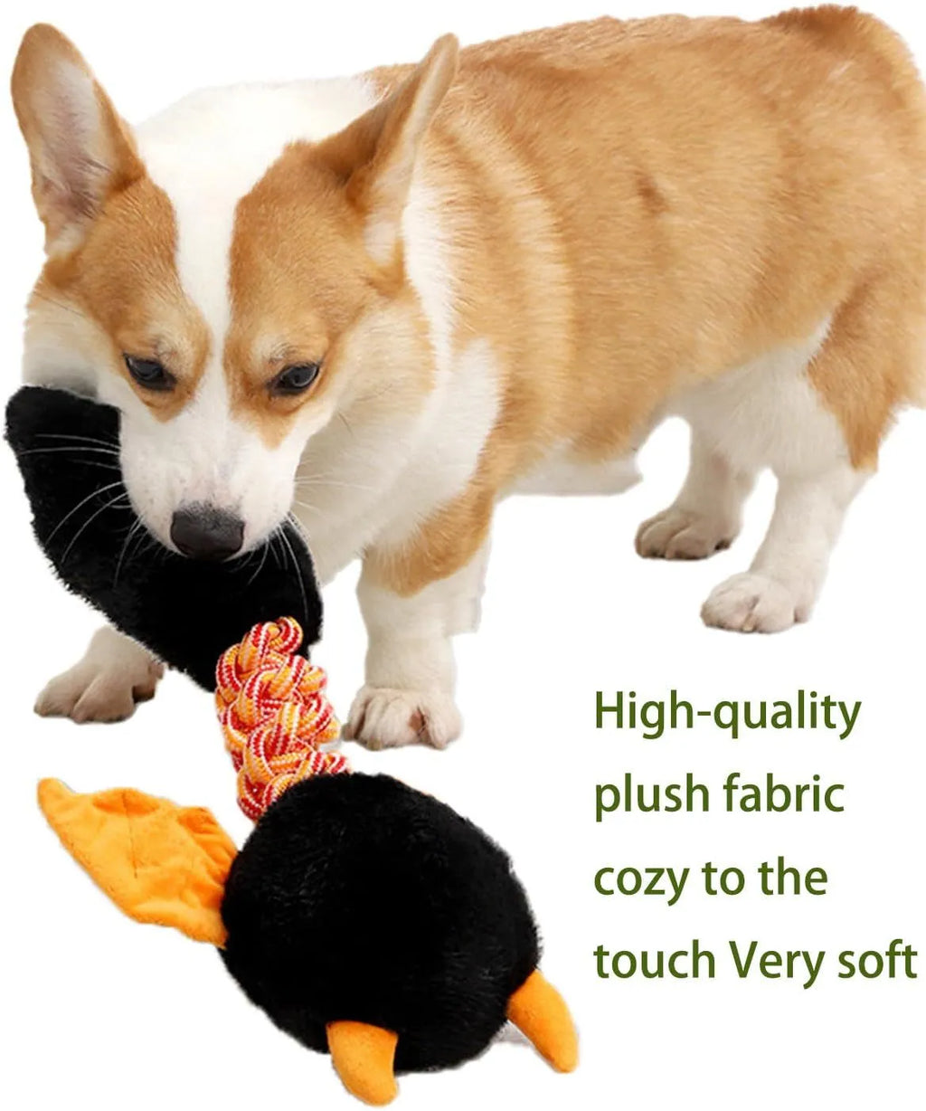 44cm plush squeaky dog toy with rabbit fleece fabric in black, green, or red colour options