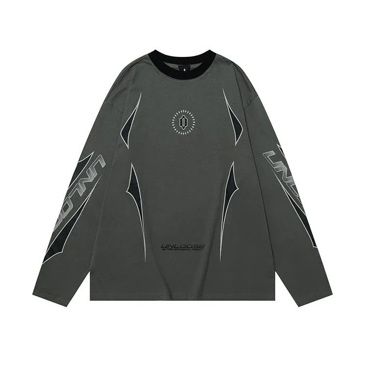 Men's grey khaki cotton pullover with drop shoulder sleeves and loose fit design