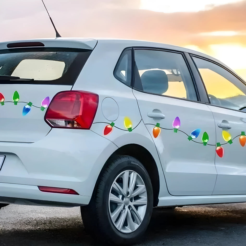 Magnetic Christmas light bulb reflective decoration set with 24 bulbs and 12 wires for car refrigerator garage