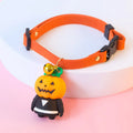 Halloween pet collar with cartoon Pumpkin Man design in polyester fabric